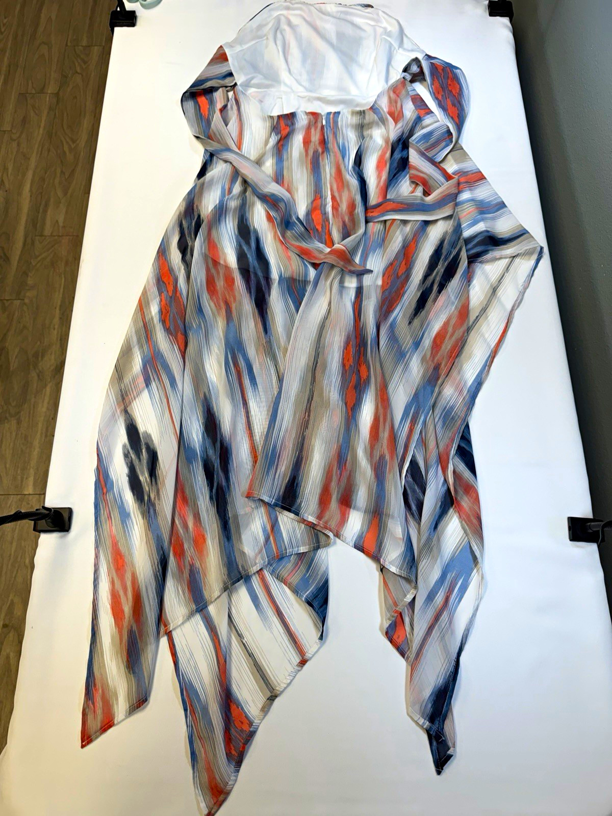 Fashion Nova Feels Like Destiny Maxi Dress L Blue Striped Sweetheart Zip 3059D