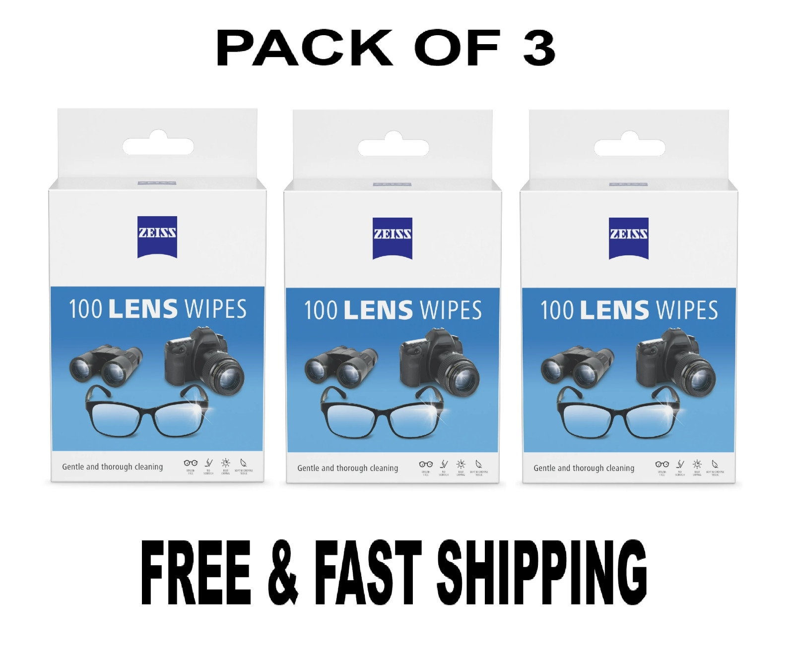 ZEISS Gentle and Thorough Cleaning Eyeglass Lens Cleaner Wipes, 100 Count