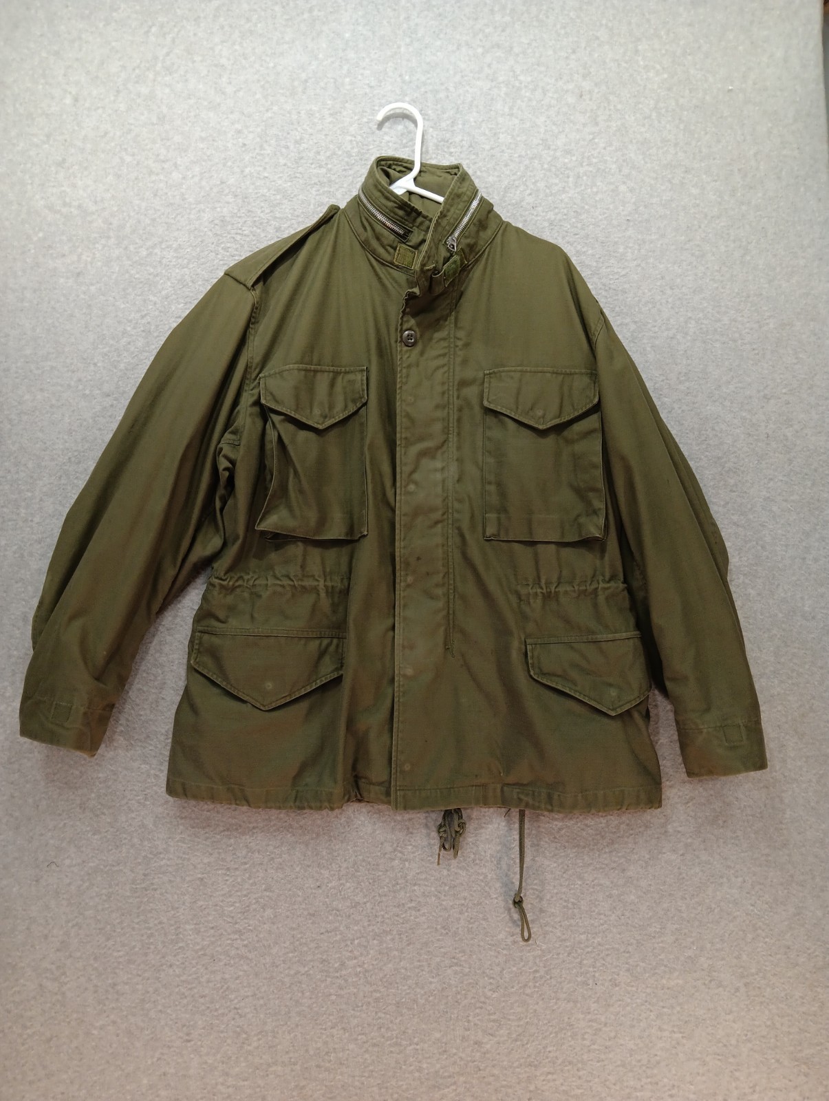 Vtg US Army M65 Olive Field Jacket Coat Short Medium W/ Hood OG-107 Cold Weather