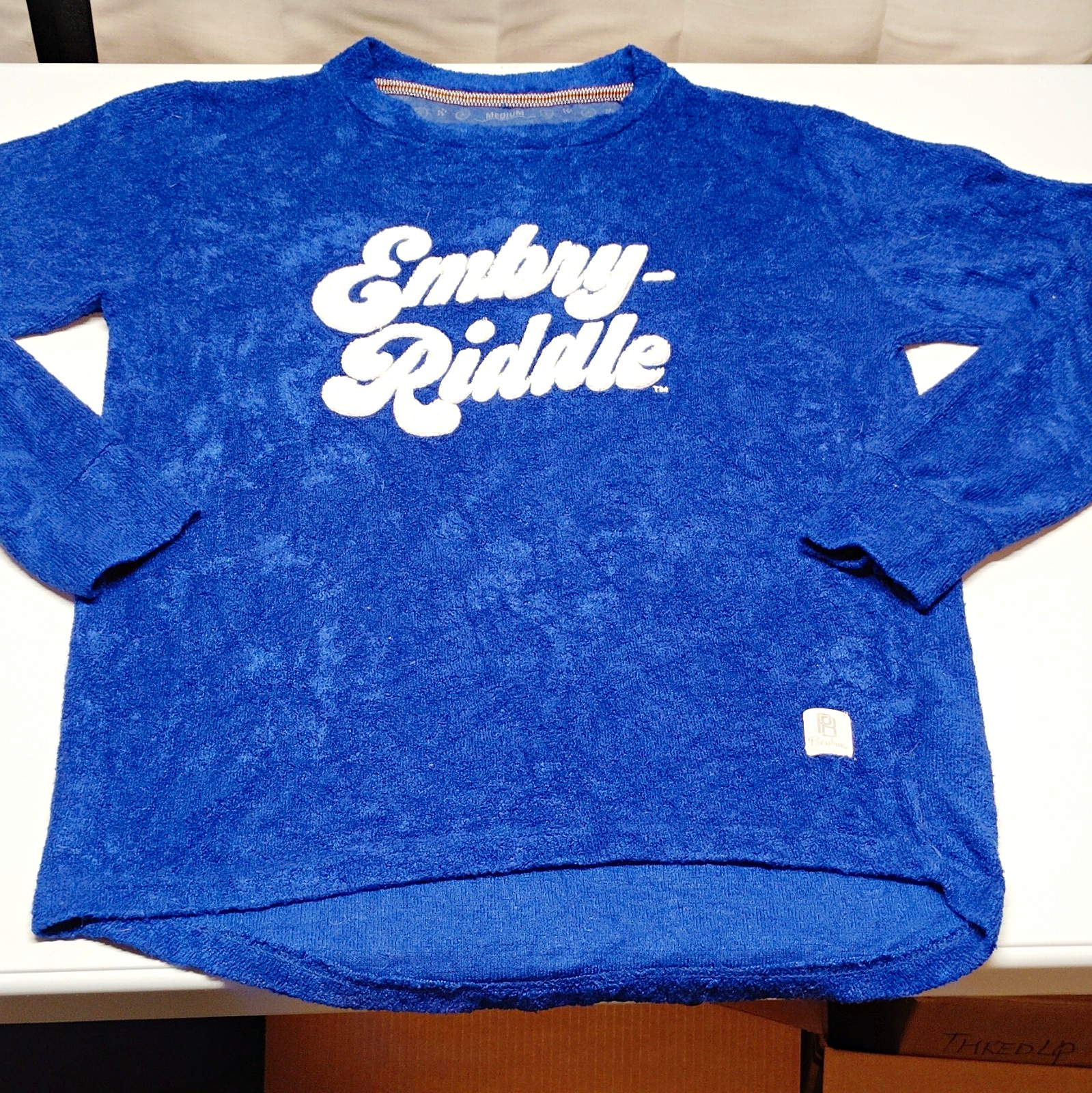 Mens Pressbox Embry-Riddle Blue White Pullover Sweatshirt Size M