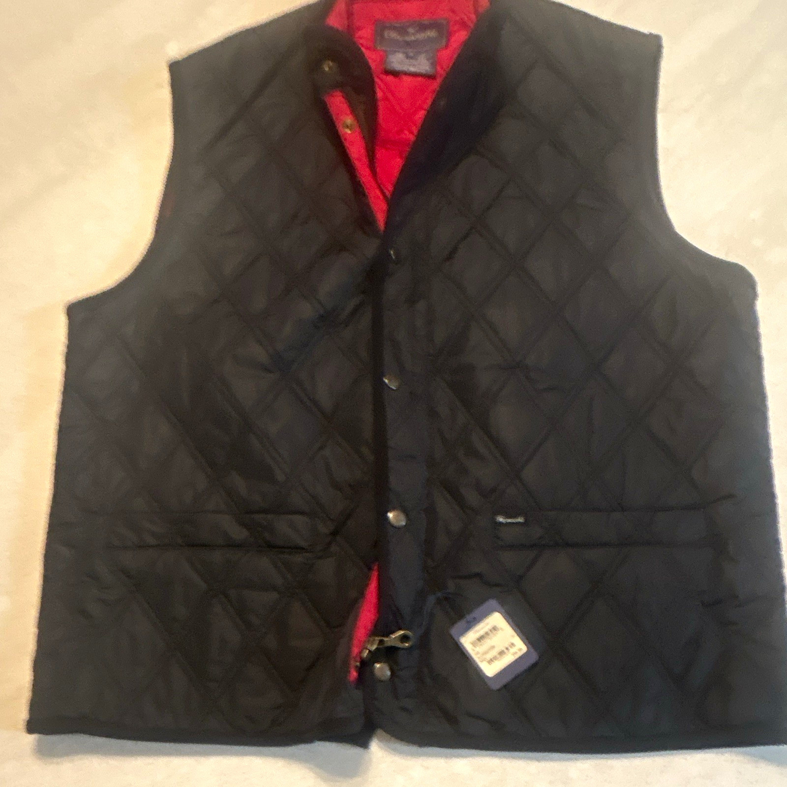 Faconnable Men’s Quilted Vest XL Black Button Stand-Up Collar.  New with tags.