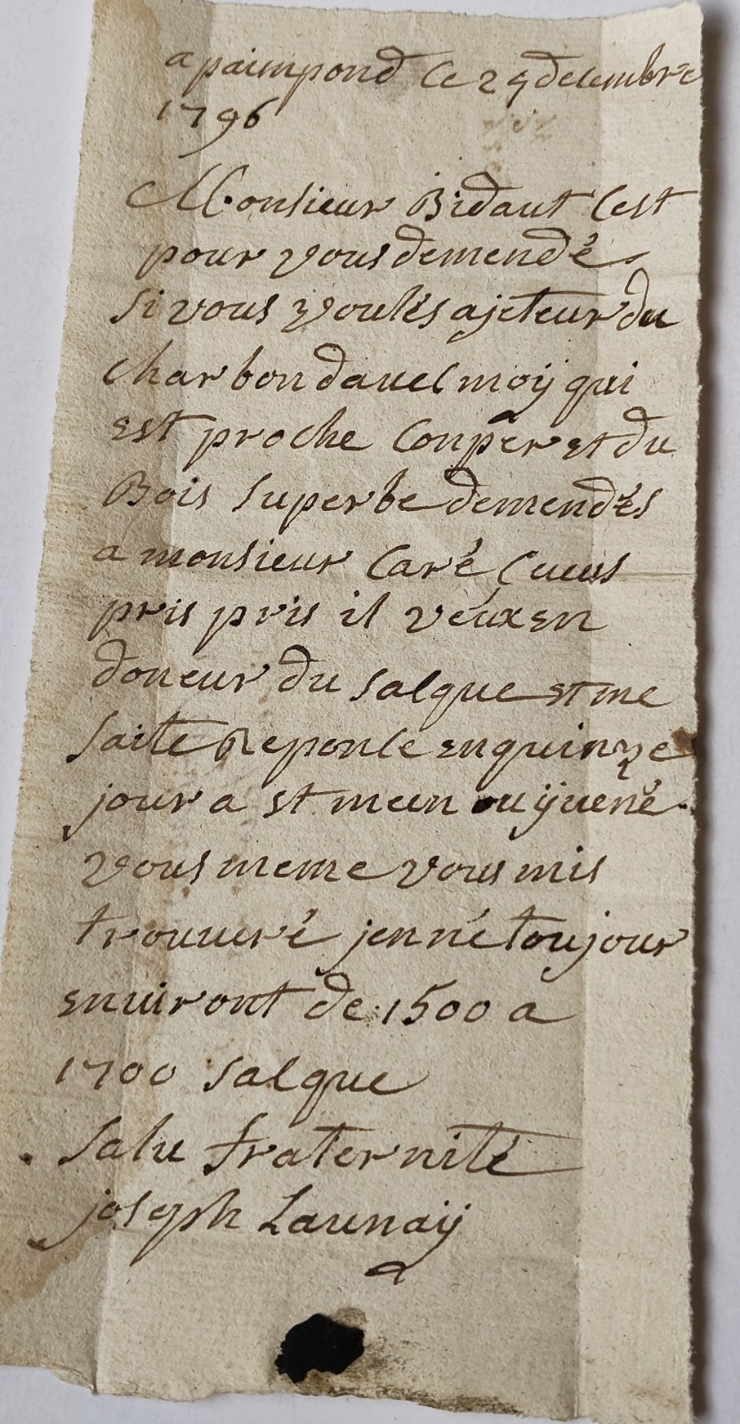 1796 French Revolutionary Letter from Paimpont | Charcoal & Ironworks Signed