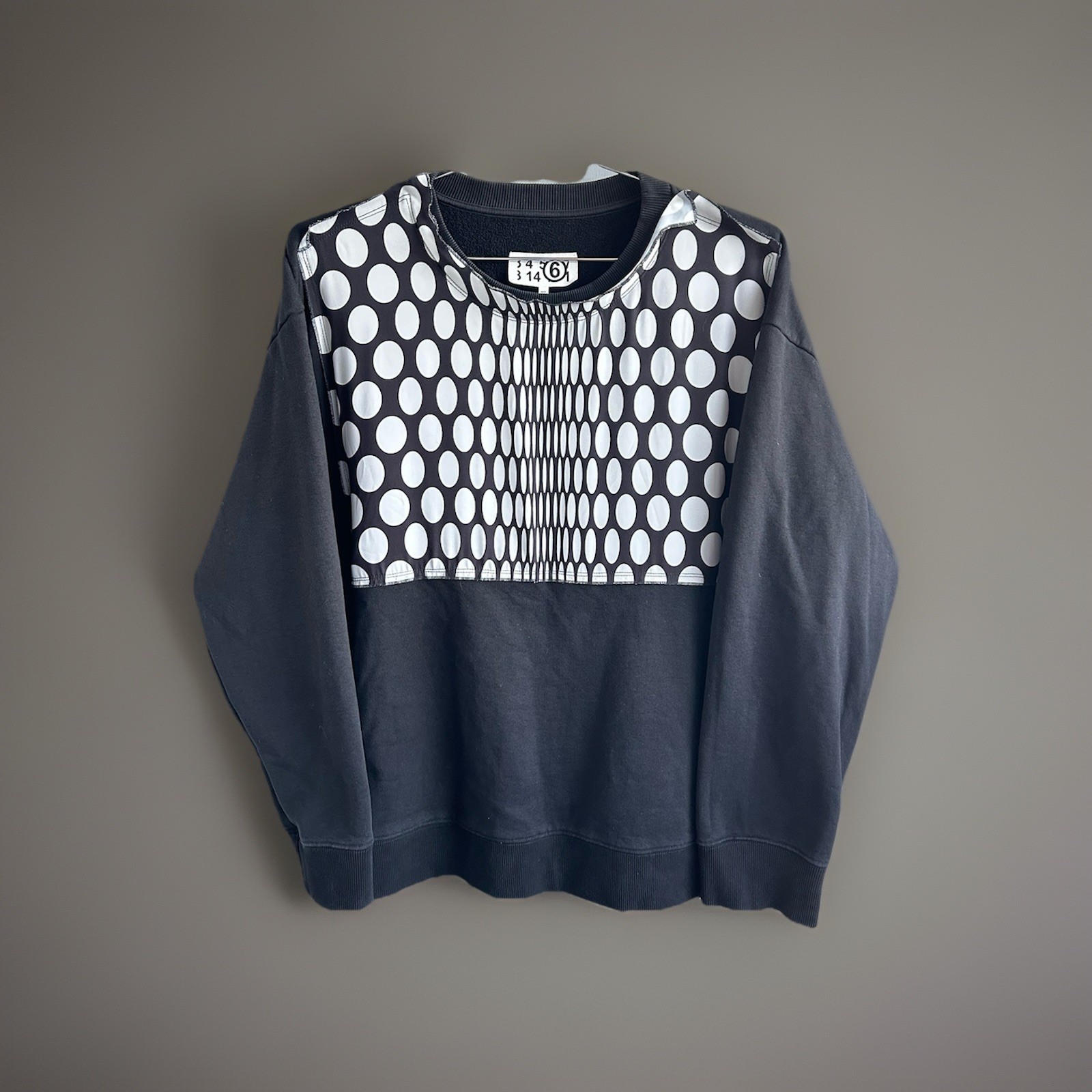 MM6 Maison Margiela Polka Dot Jacquard Sweatshirt Black White Crewneck Size M/L MM6 Maison Margiela Polka Dot Jacquard Sweatshirt Black White Crewneck Size M/L