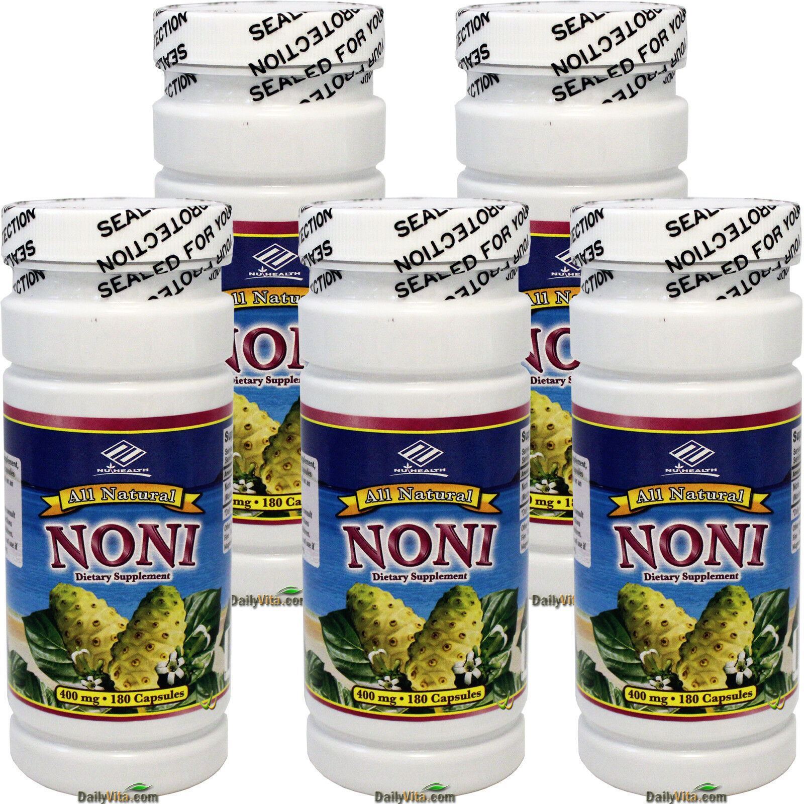 5 X Bottles All Natural Noni Extract 400 mg 180 Capsules 5 X Bottles All Natural Noni Extract 400 mg 180 Capsules