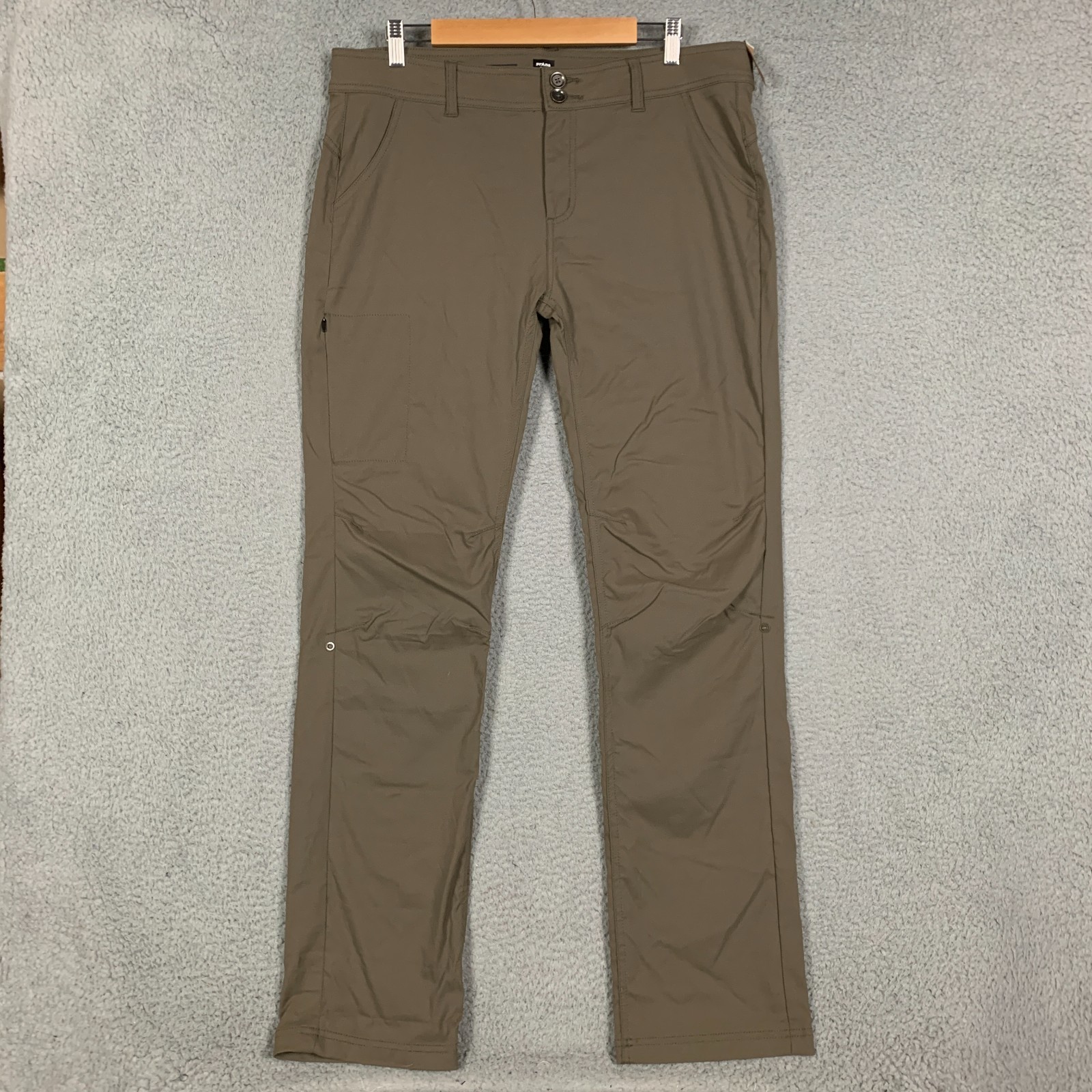 PrAna Halle Pant Women\'s 16 Tall Green/Brown Roll Up UPF 50+ Hiking NWT $98