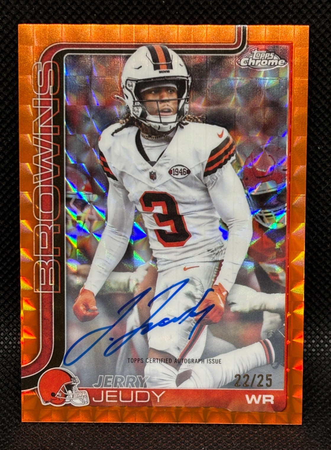 2025 Topps Chrome Jerry Jeudy On Card AUTO /25 ORANGE Color Match Mint NICE SIG