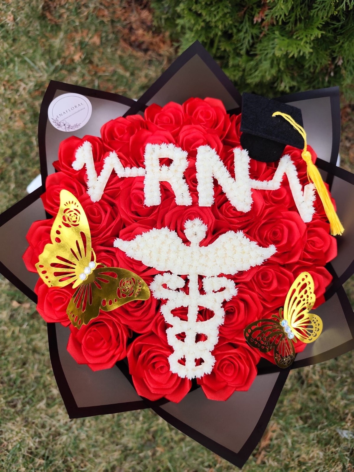 RN or BSN Graduation Bouquet Custom Med Grad Baby Breath Initial RN or BSN Graduation Bouquet Custom Med Grad Baby Breath Initial