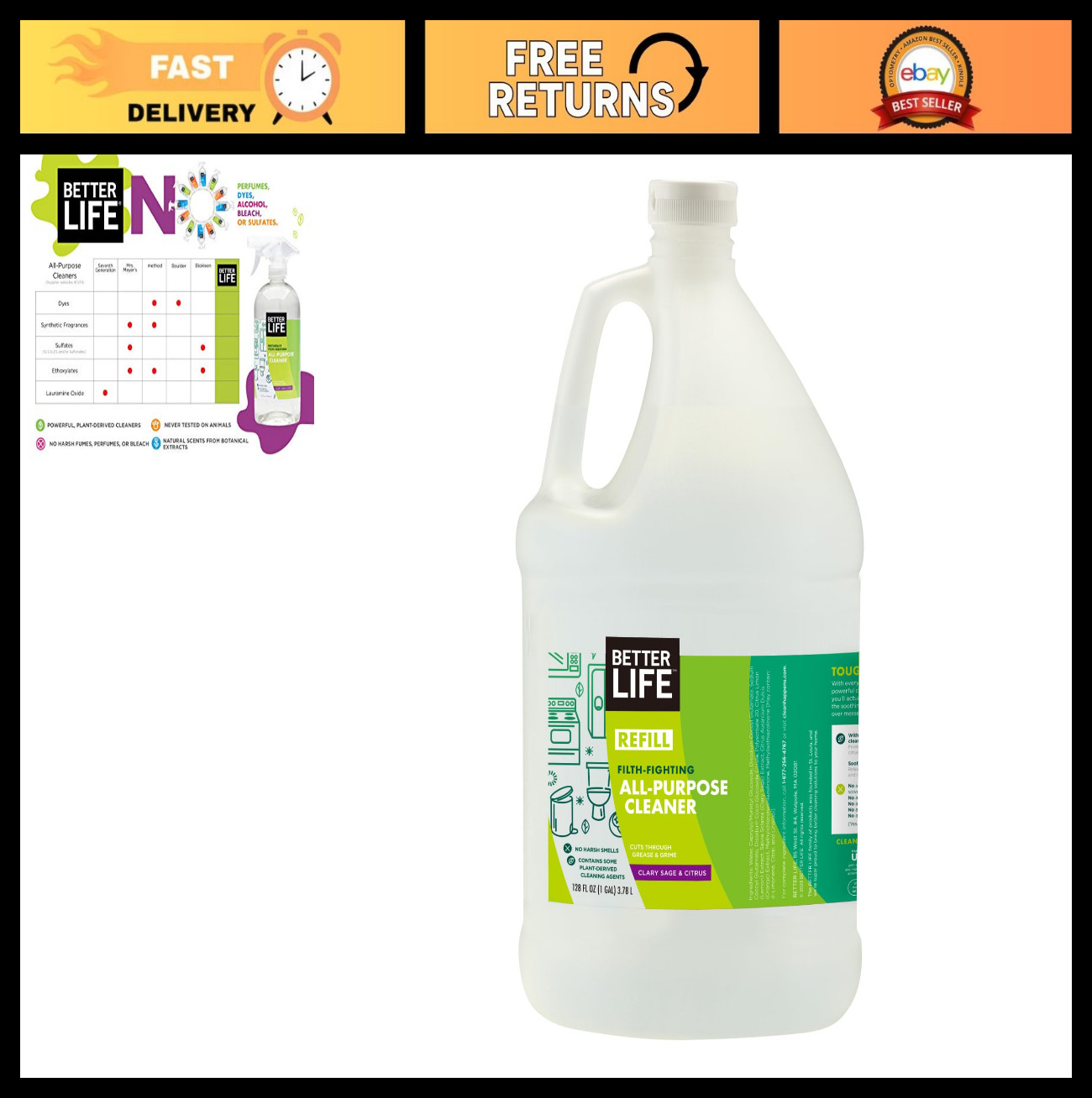 Multipurpose All-Purpose Cleaner Spray - 1 Gal Refill for Home, Kitchen, Glass,