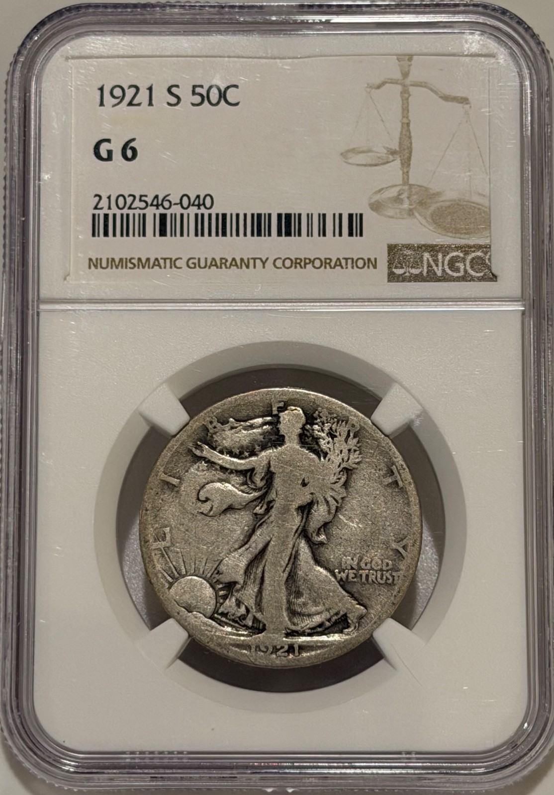 1921 S Walking Liberty Silver Half Dollar NGC G6 Tough Date Walker 548k Minted 1921 S Walking Liberty Silver Half Dollar NGC G6 Tough Date Walker 548k Minted