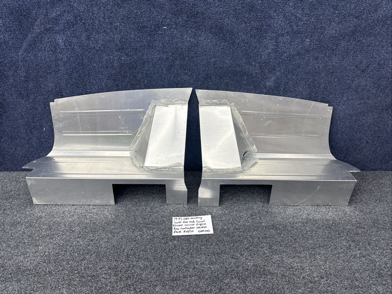 1979-93 FORD MUSTANG FOX CONTOURED INNER FENDER SKIRTS Rh Lh Aluminum Scott Rod
