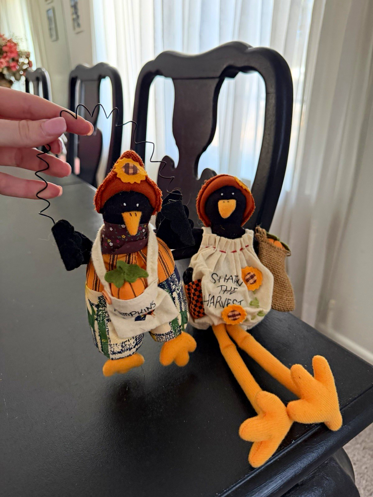 Russ Judy Lynn Collection Vintage Harvest Scarecrow & Pumpkin Doll Set 2