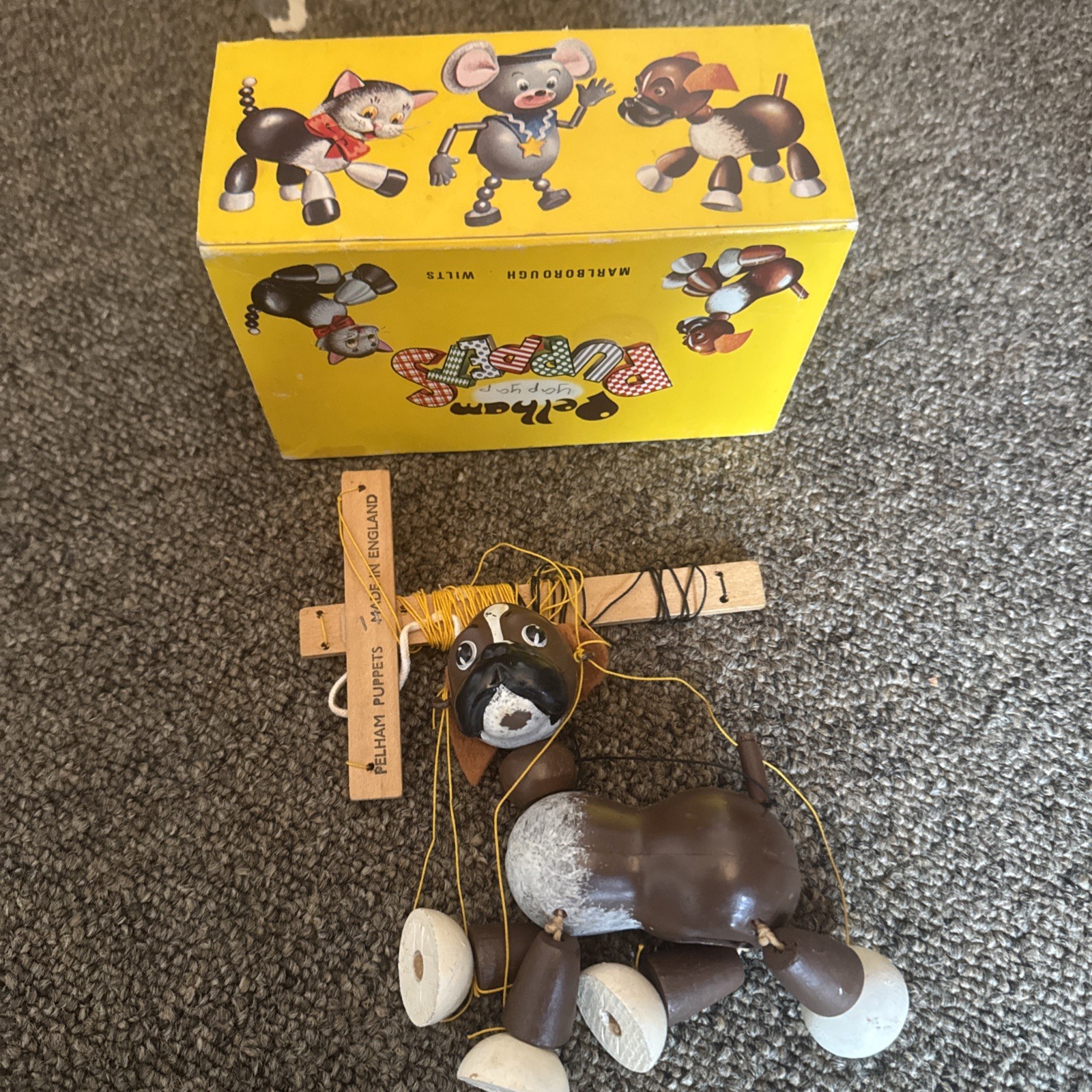 Early Vintage 1950 /60s Bengo dog the boxer pup small Pelham Puppets boxed