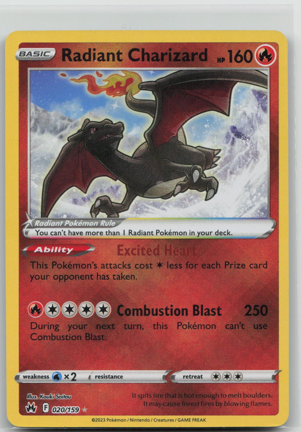 Radiant Charizard 020/159 Radiant Rare Crown Zenith Pokemon Holo NM Radiant Charizard 020/159 Radiant Rare Crown Zenith Pokemon Holo NM