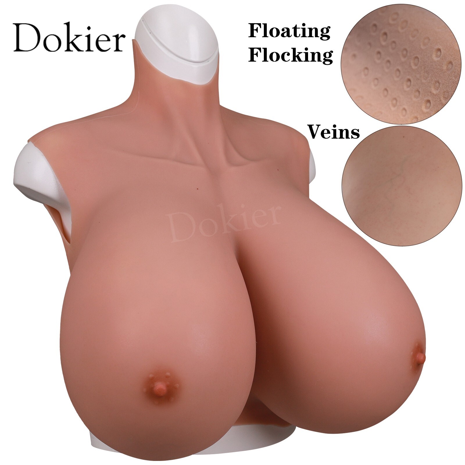 Dokier 8th Oil Free Huge Breast Forms S Z Cup Breastplate Fake Boobs Veins Skin