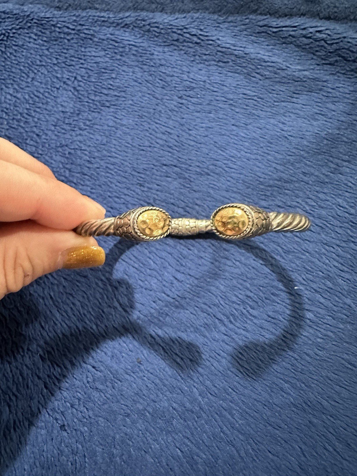 Janyl Adair Sherman Tip To Tip Cable Style 18k Yellow Gold 925 Bracelet, 7in