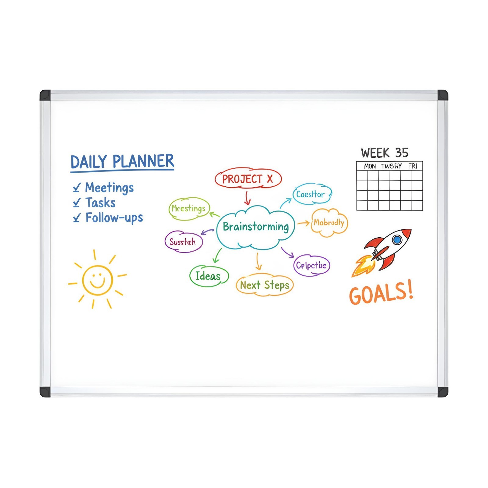 VIZ-PRO Magnetic Dry Erase Board, 36 X 24 Inches, Silver Aluminium Frame