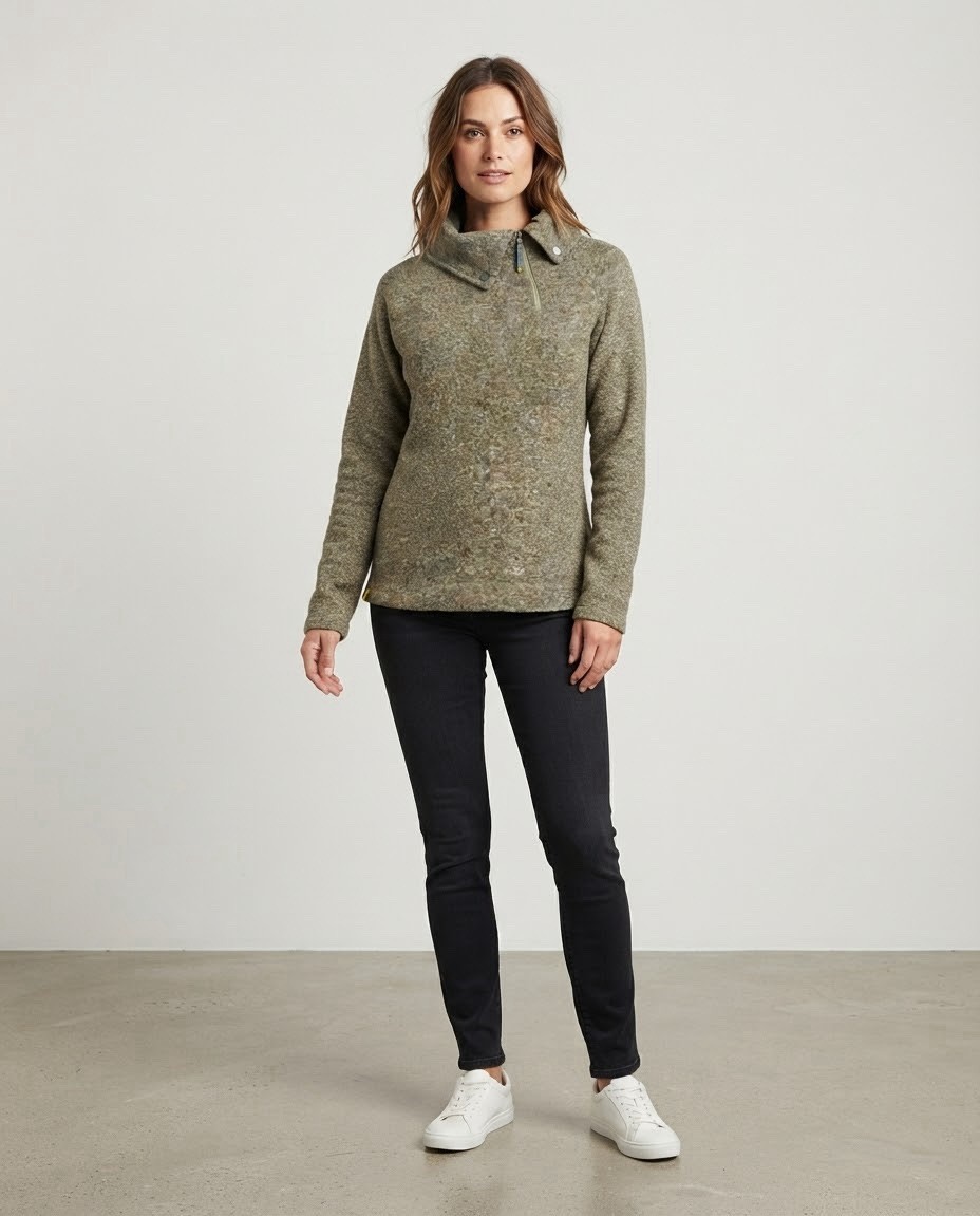 Lole Women\'s Fleece 1/4 Zip Pullover Sweatshirt Mock Neck XL Green
