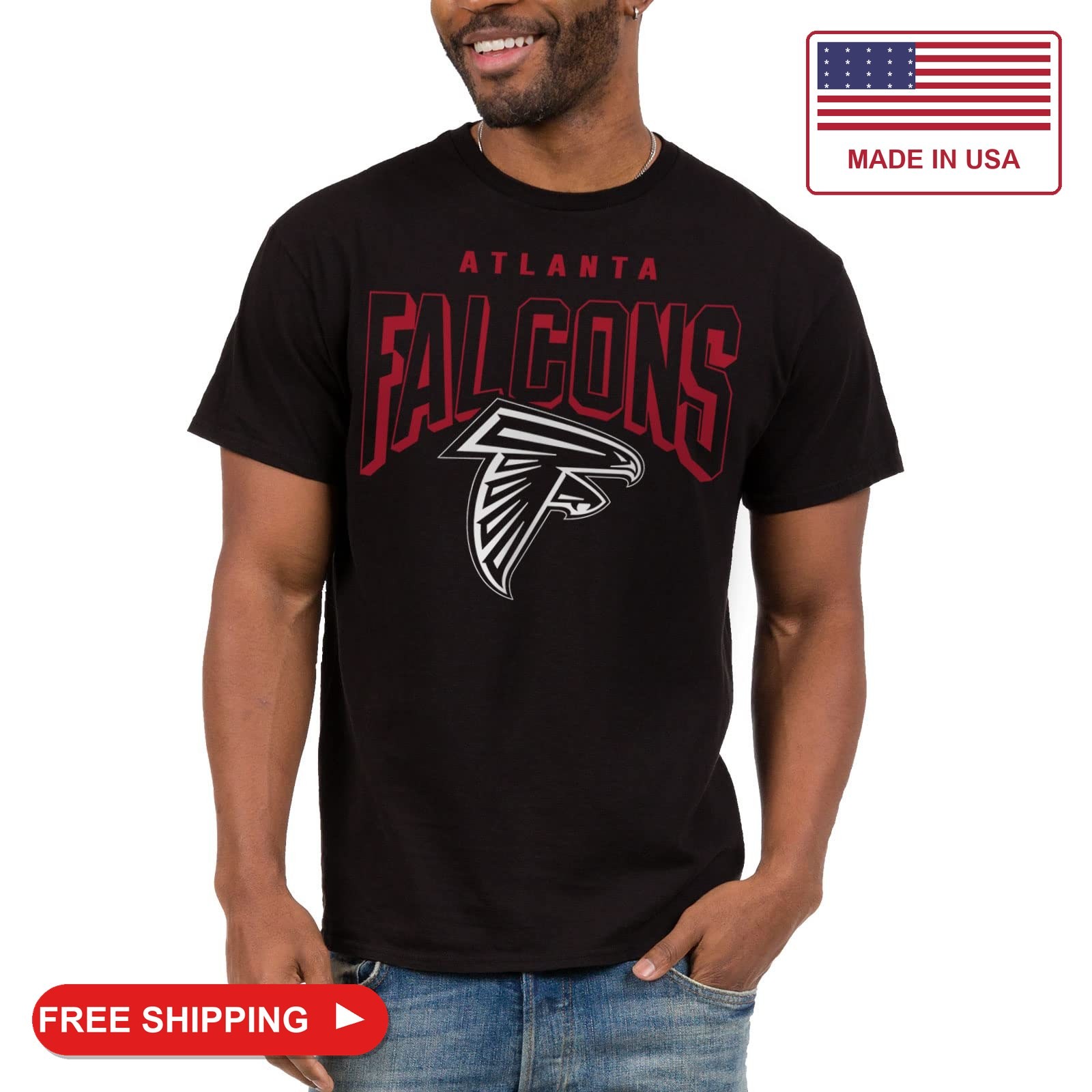 Junk Food NFL - Atlanta Falcons Bold Logo Adult SS T-Shirt Black