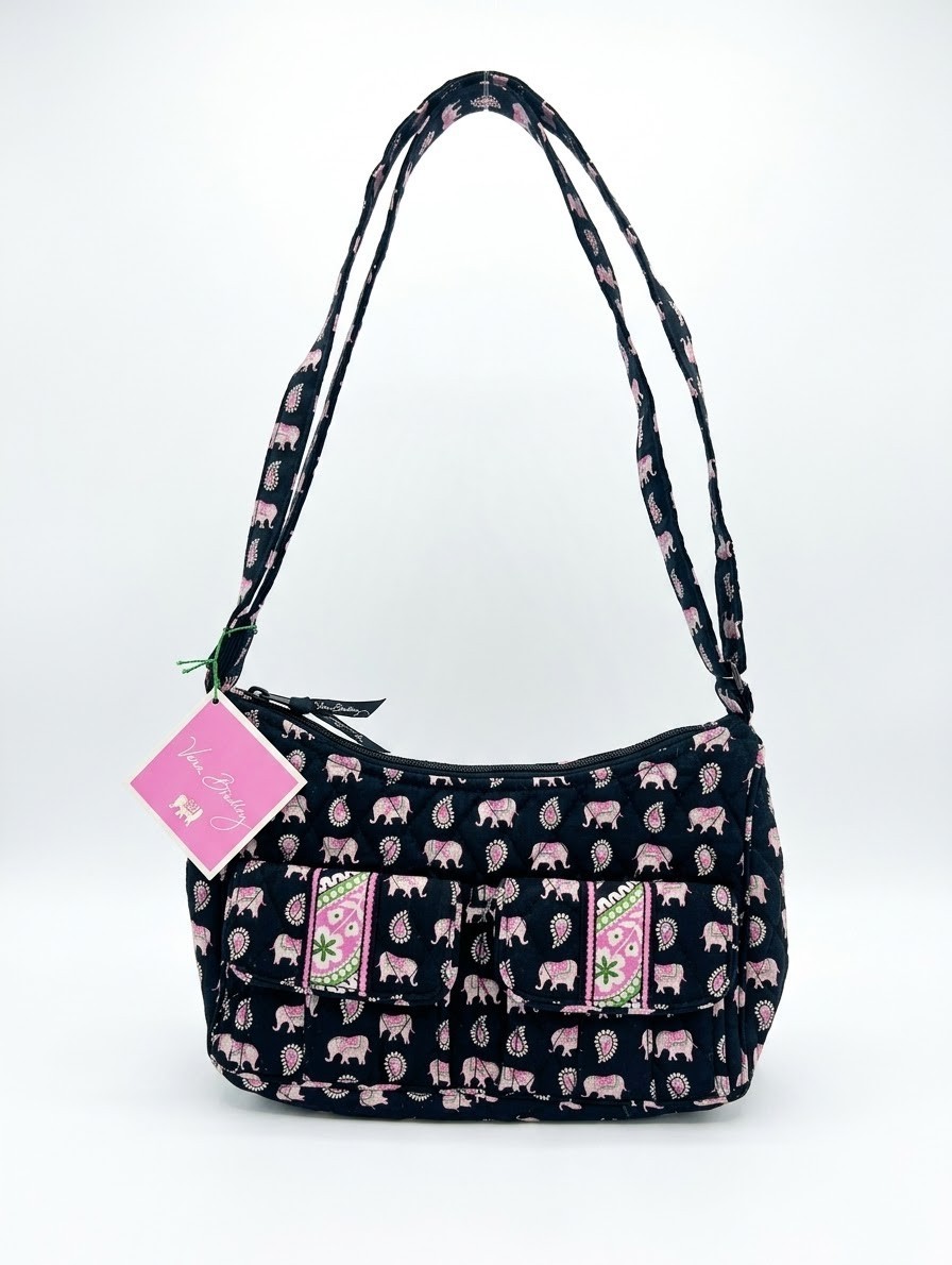 NWT Vera Bradley Retired Libby Style Pink Elephant  Print  Bag  Purse