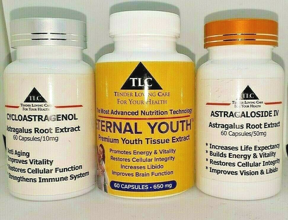  TLC CYCLOASTRAGENOL, YOUNG TISSUE EXTRACT, ASTRAGALOSIDE IV ANTI AGING TRIPACK 