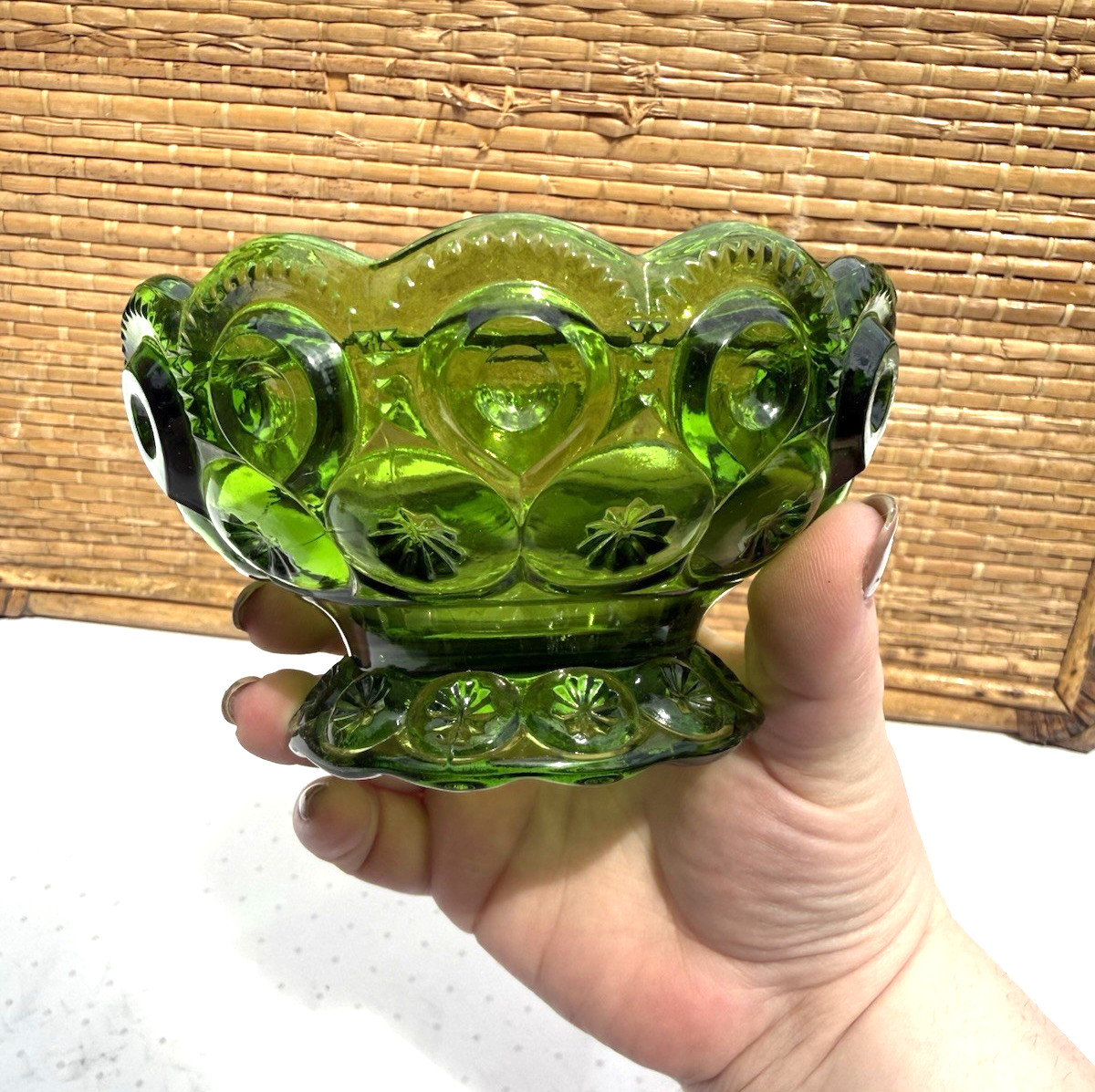 Vintage L.E. Smith Moon & Stars Emerald Green Fairy Lamp - BASE ONLY*SEE PHOTOS