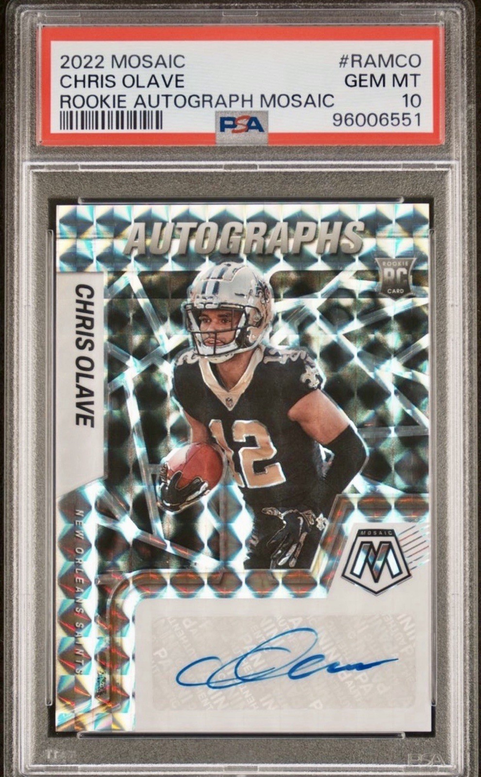 2022 Panini Rookie Autographs Mosaic Chris Olave PSA Gem 💎 Mint 10
