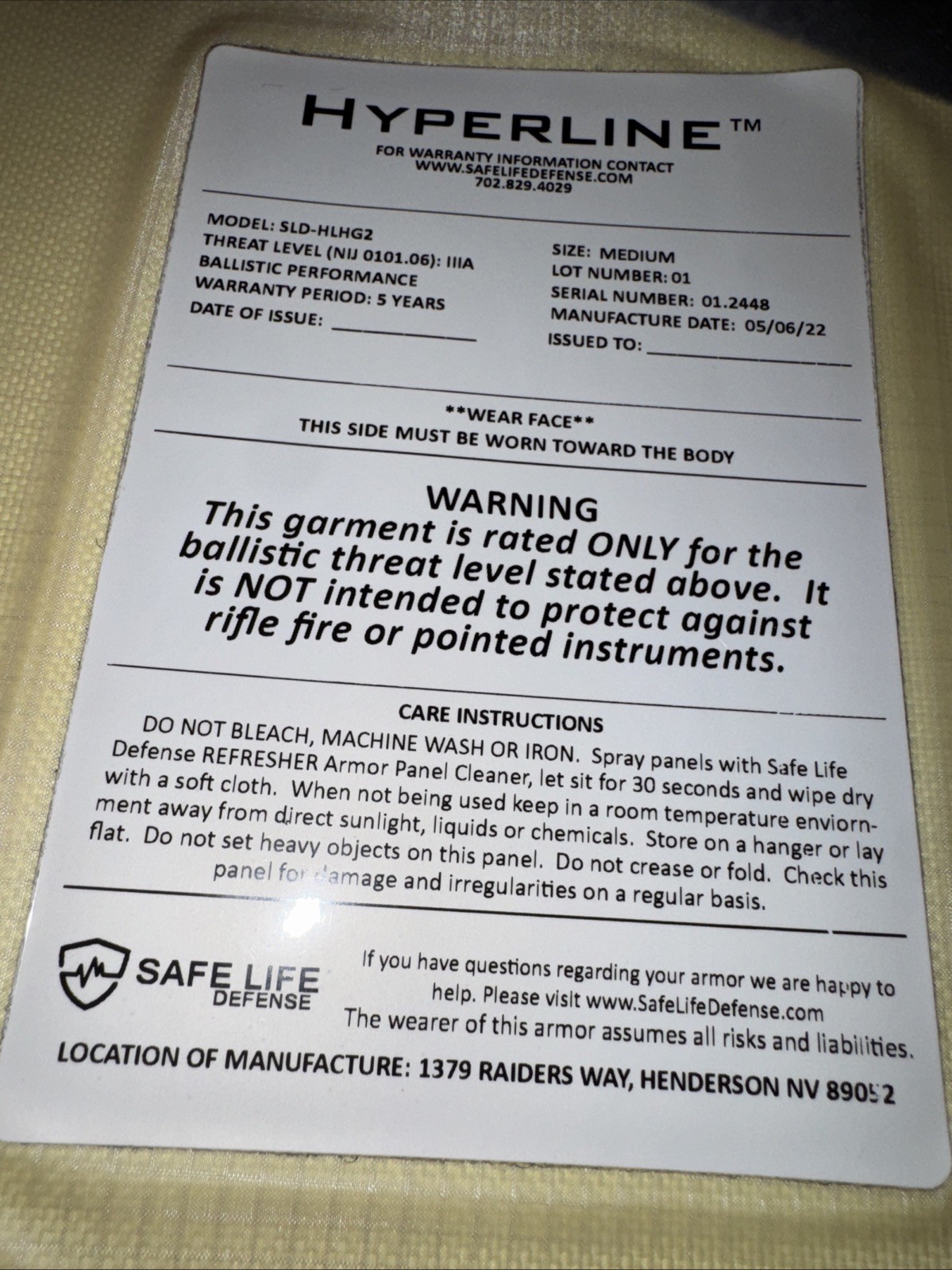 Priced To Sell SafeLife Defense HYPER CONCEALABLE-HYPERLINE Level 3A (medium) Priced To Sell SafeLife Defense HYPER CONCEALABLE-HYPERLINE Level 3A (medium)