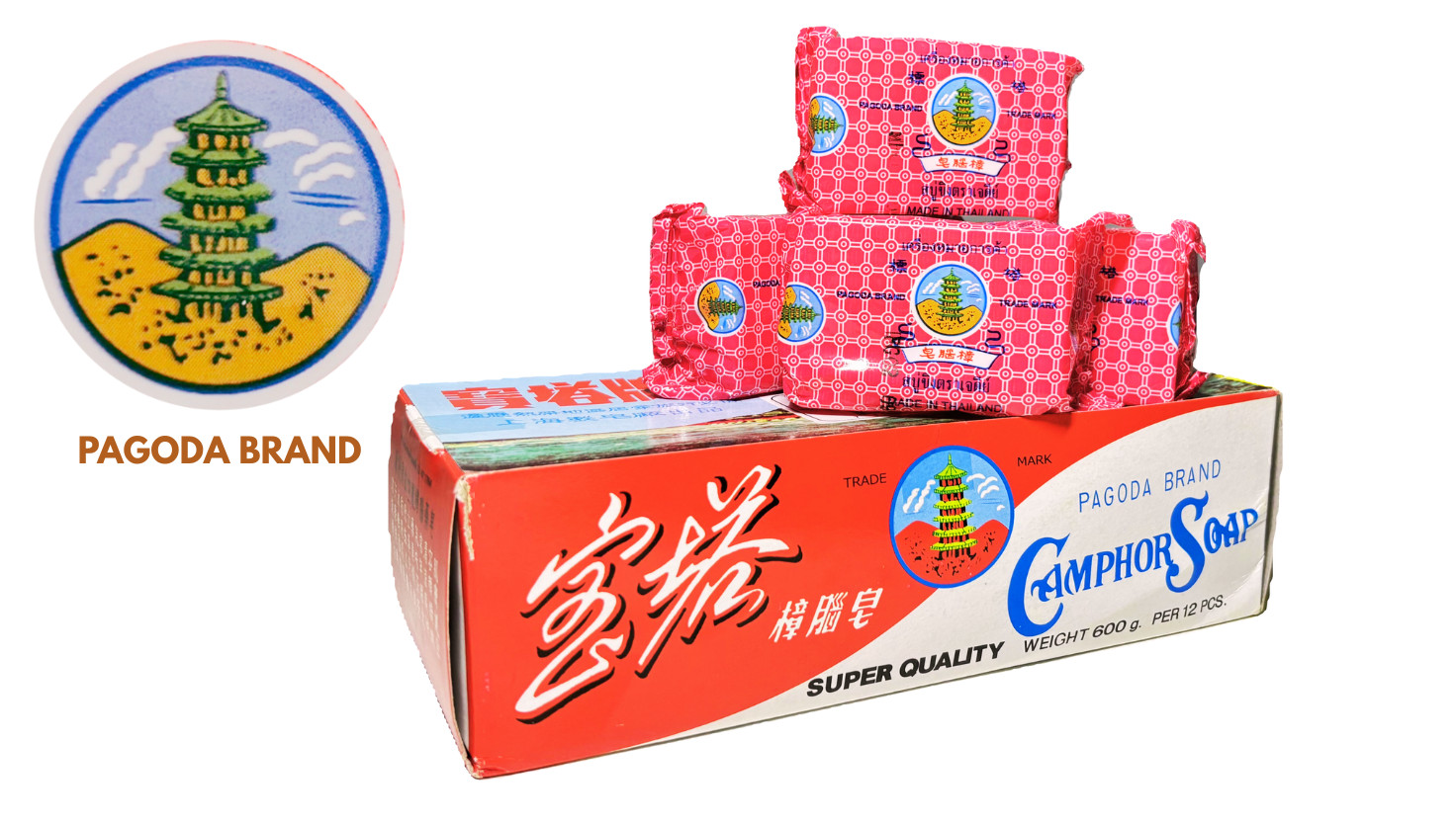 10 bars Camphor Soap Pagoda Brand, Traditional Thai Deodorant, Thai Soap 10 bars Camphor Soap Pagoda Brand, Traditional Thai Deodorant, Thai Soap