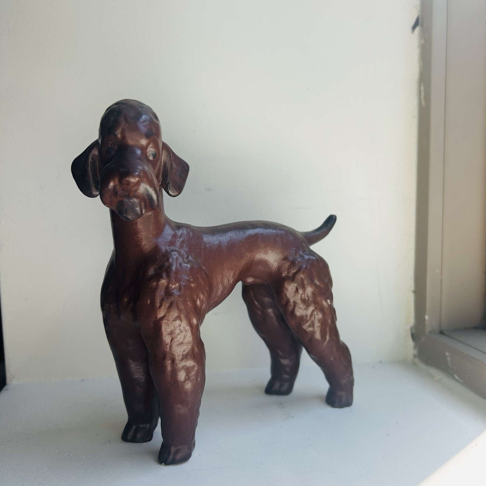Vintage Stoneware Ceramic Brown Poodle Dog Figurine Sculpture Vintage Stoneware Ceramic Brown Poodle Dog Figurine Sculpture