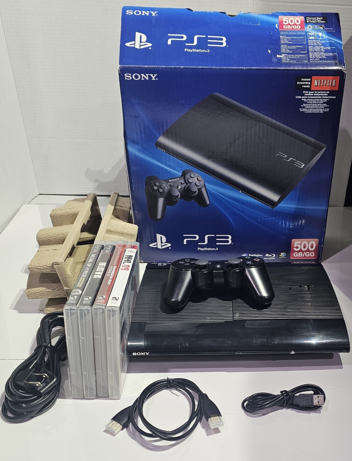 Sony PlayStation 3 PS3 Super Slim 4001C Console W/ Original Box Restored Bundle Sony PlayStation 3 PS3 Super Slim 4001C Console W/ Original Box Restored Bundle