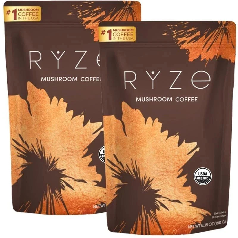 2-Pack Organic RYSE Mushroom Coffee 30 Servings Per Pack 