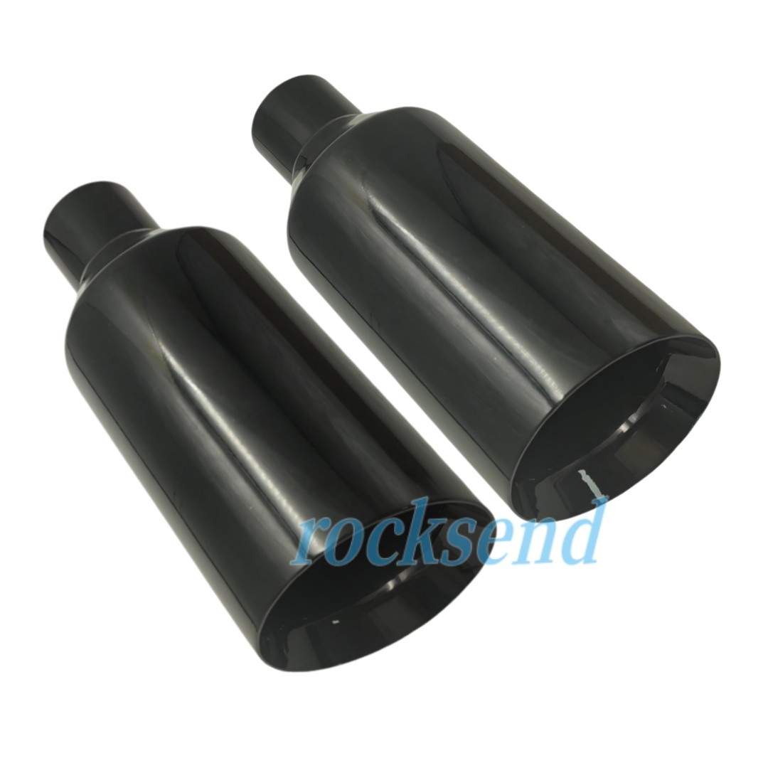 2X 5in Black Exhaust Tip 2.5in Inlet 12in L ANGLE DOUBLE WALL for Dodge Durango