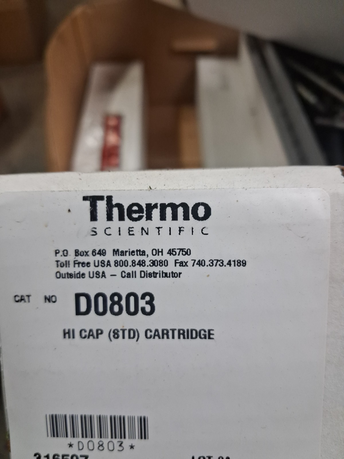 ** NEW NEVER OPENED THERMO SCIENTIFIC D0803 HI CAP CARTRIDGE ** NEW NEVER OPENED THERMO SCIENTIFIC D0803 HI CAP CARTRIDGE