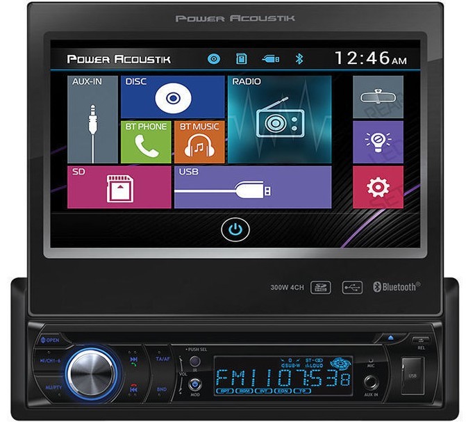 POWER ACOUSTIK PD-724B 1 DIN CAR DVD CD MP3 USB SD PLAYER RECEIVER 7” BLUETOOTH