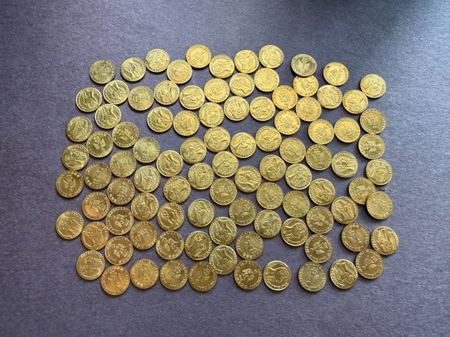 Lot of 97 Vintage Maximiliano 1865 Imperio Mexicano Brass Miniature Tokens Arras Lot of 97 Vintage Maximiliano 1865 Imperio Mexicano Brass Miniature Tokens Arras