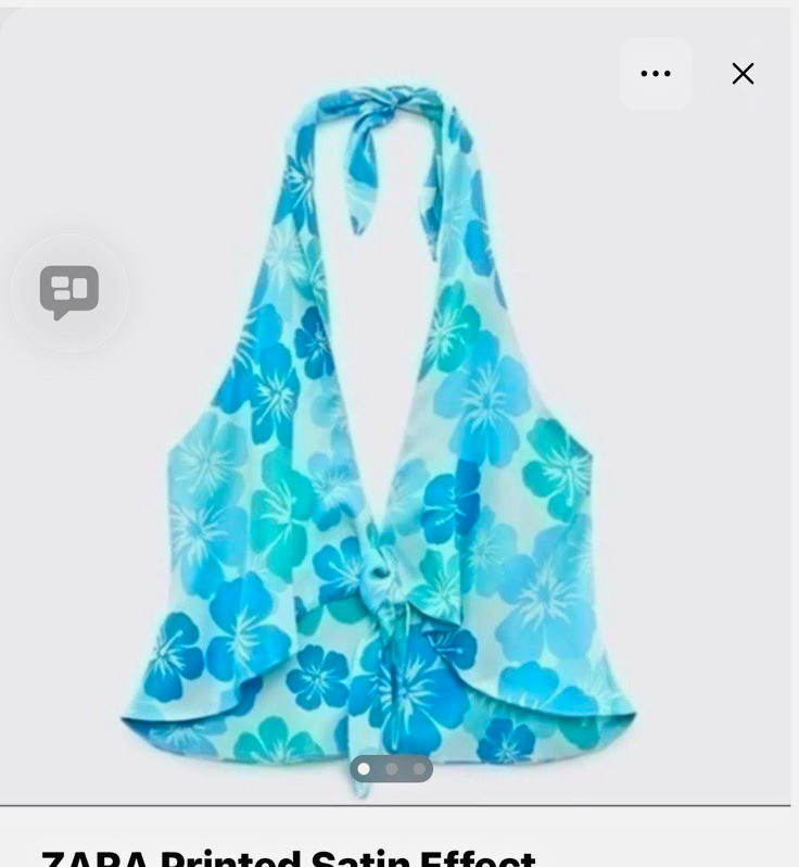 Zara Blue/White Floral Satin Effect Halter Tie Neck Top Women’s Size M 3067/088 Zara Blue/White Floral Satin Effect Halter Tie Neck Top Women’s Size M 3067/088