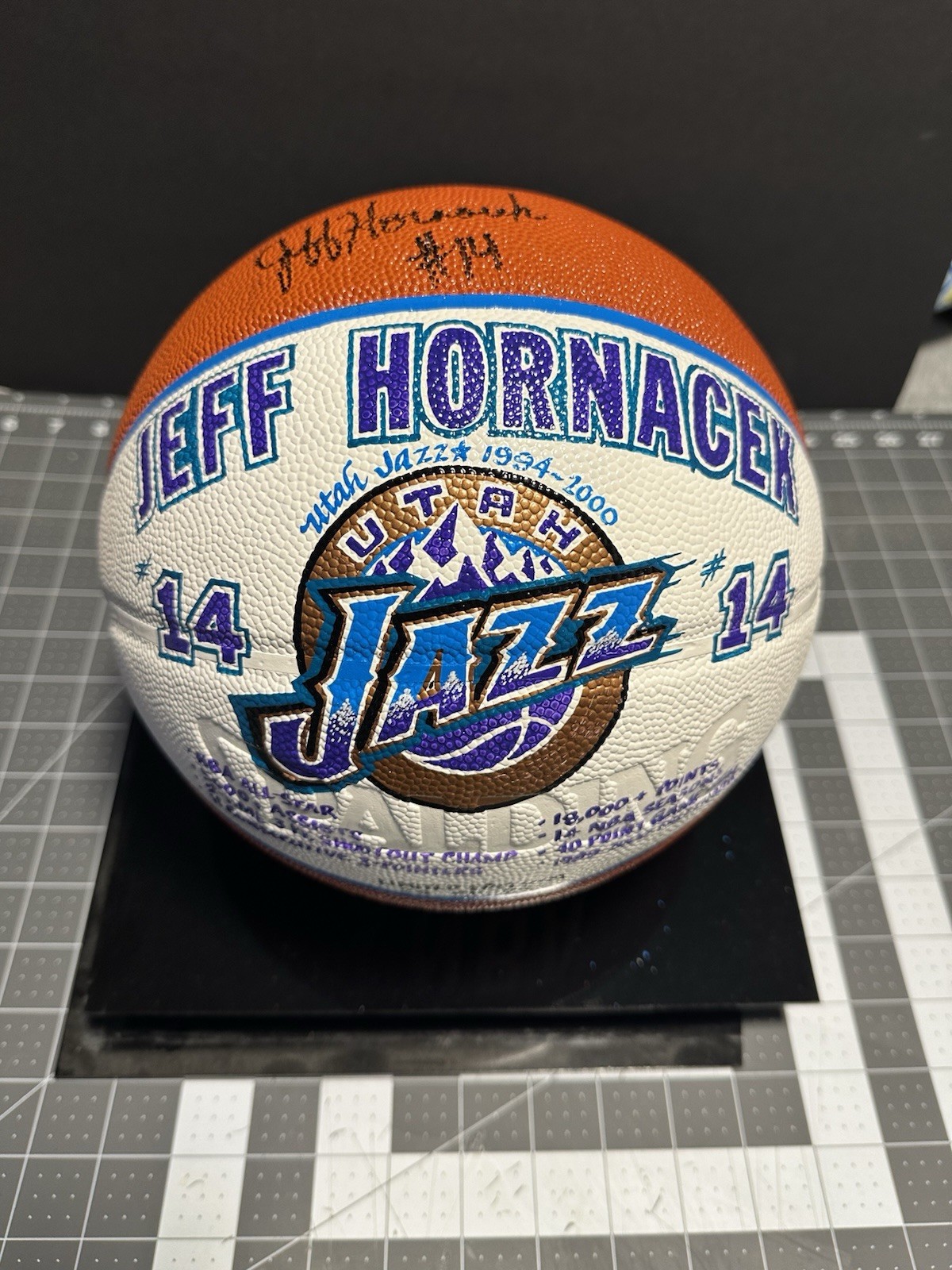 Rare Jeff Hornacek Signed Utah Jazz Decorated Basketball 29/114 Spalding NBA