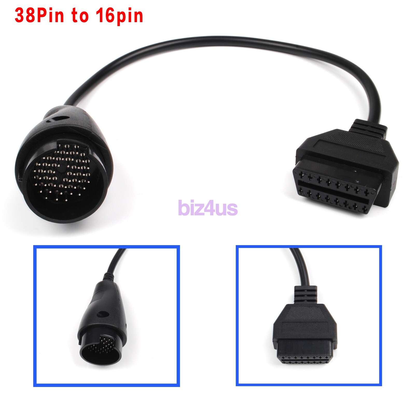 For Mercedes Benz 38 Pin to OBDⅡ OBD2 16 Pin Diagnostic Adapter Connector Cable