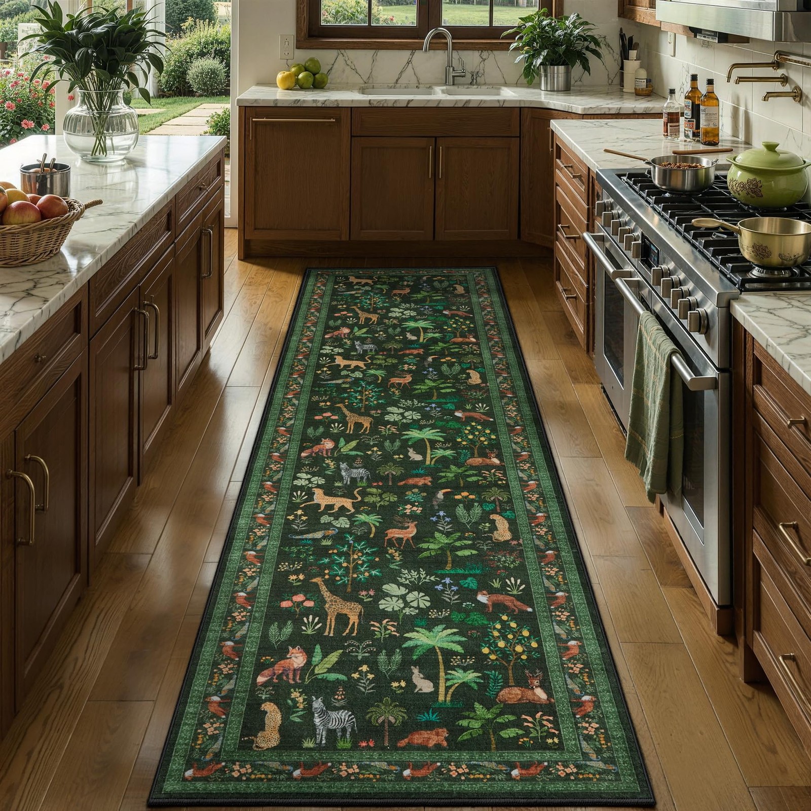 SERISSA 2x8 Hallway Runner Rug Non Slip Jungle 2' x 8' (Runner), Dark Green SERISSA 2x8 Hallway Runner Rug Non Slip Jungle 2' x 8' (Runner), Dark Green