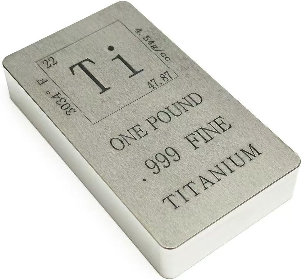 Titanium Ingot 1 Pound Periodic Table Design for Gifts 99.9% Pure Ti Bullion Bar
