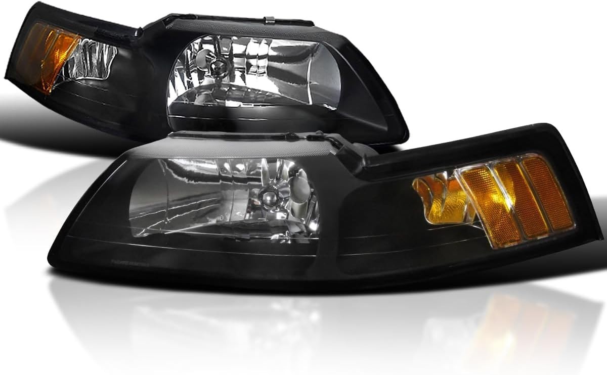Black Headlights For 1999-2004 Ford Mustang Black Headlights For 1999-2004 Ford Mustang
