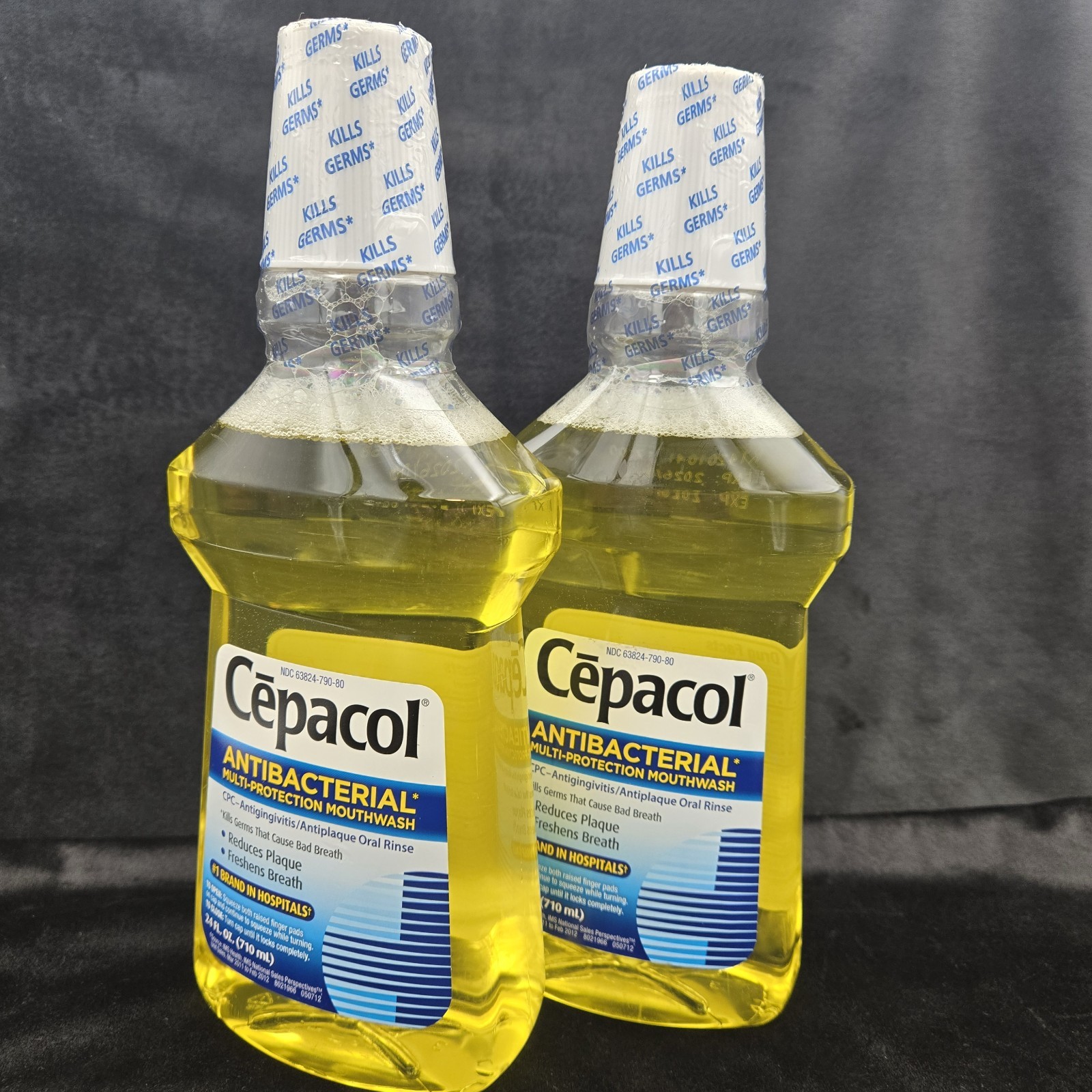 Lot Of 2 Cepacol Antibacterial Protection Mouthwash Yellow 24 oz (48 oz total)