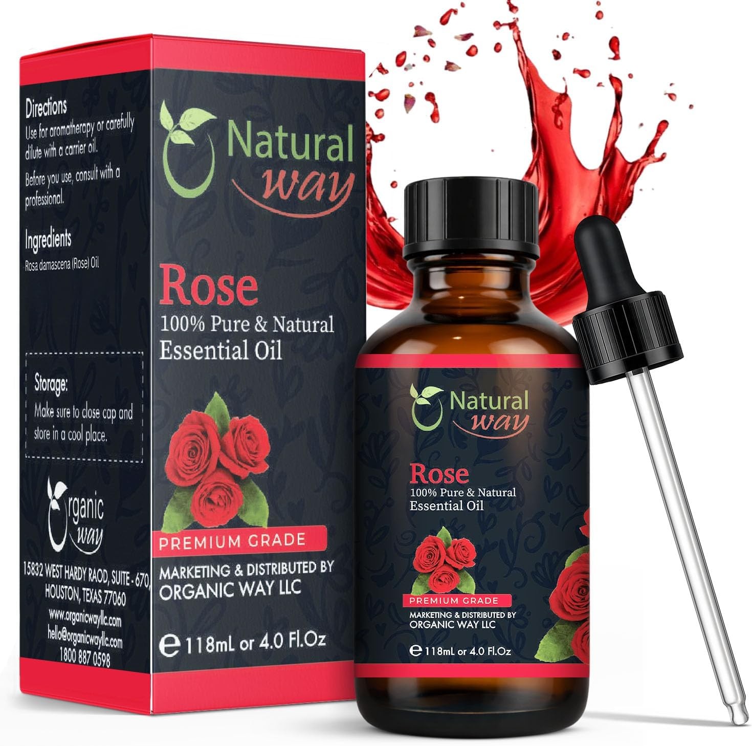 Rose Essential Oil | Premium Grade Essential & Massage Oils 4 Fl Oz (120 mL) Rose Essential Oil | Premium Grade Essential & Massage Oils 4 Fl Oz (120 mL)