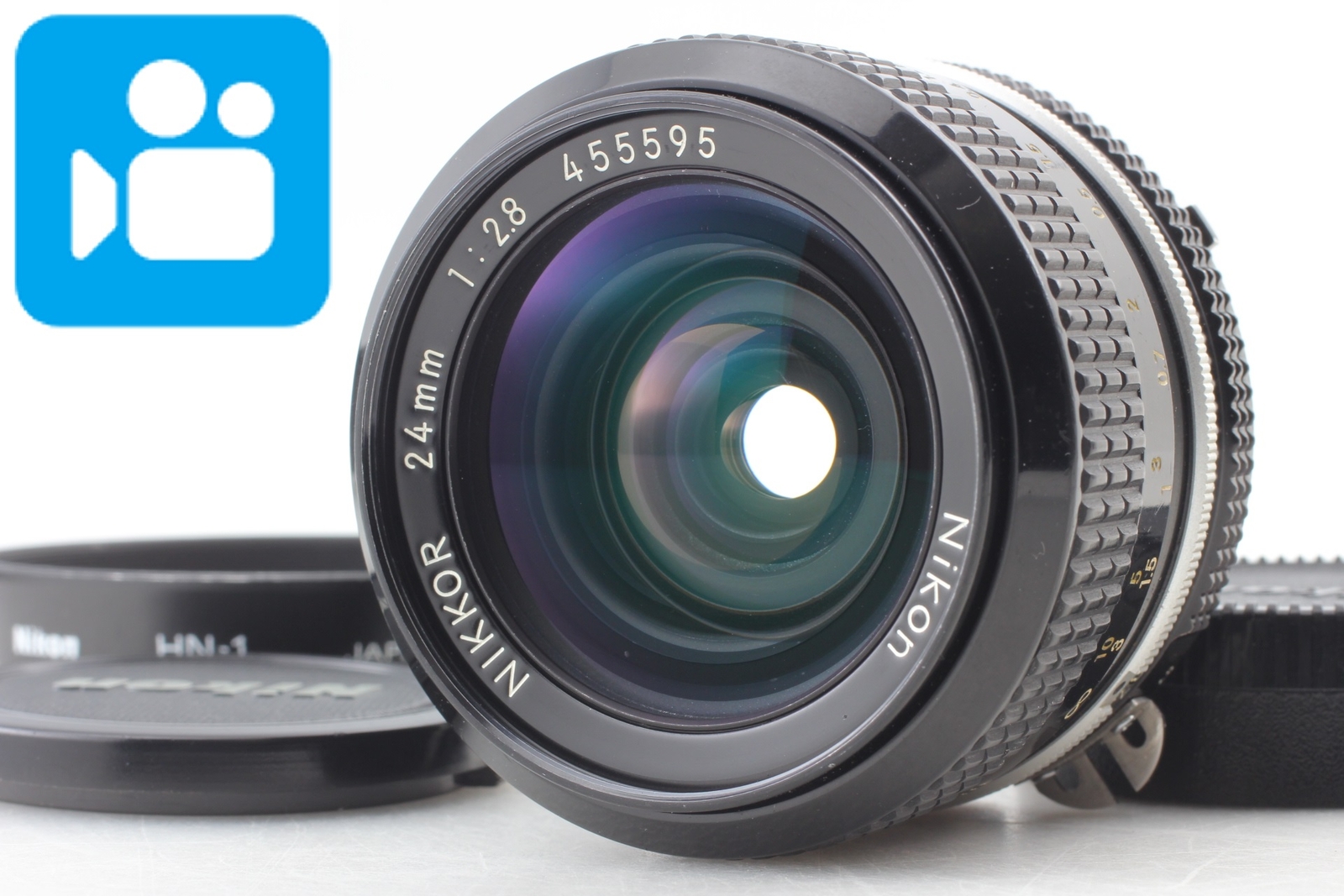 🎦VIDEO👀 W/ HN-1 Hood ✨MINT✨ Nikon Nikkor-N Auto 24mm f/2.8 non Ai From JAPAN