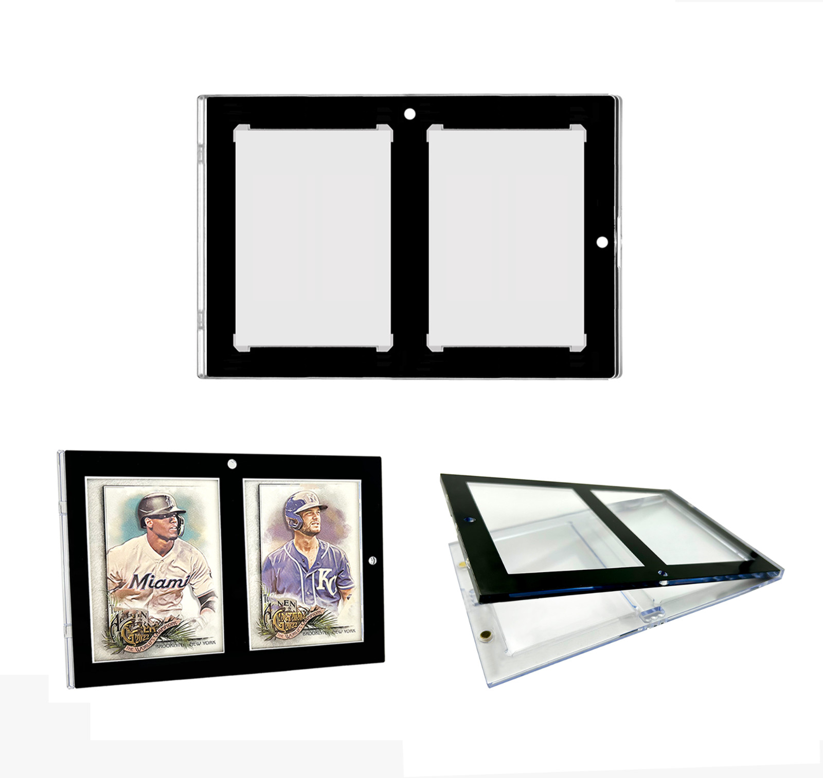 CF 2 Card Magnetic Card Holder Black Border For Sports and Trading Cards - UV