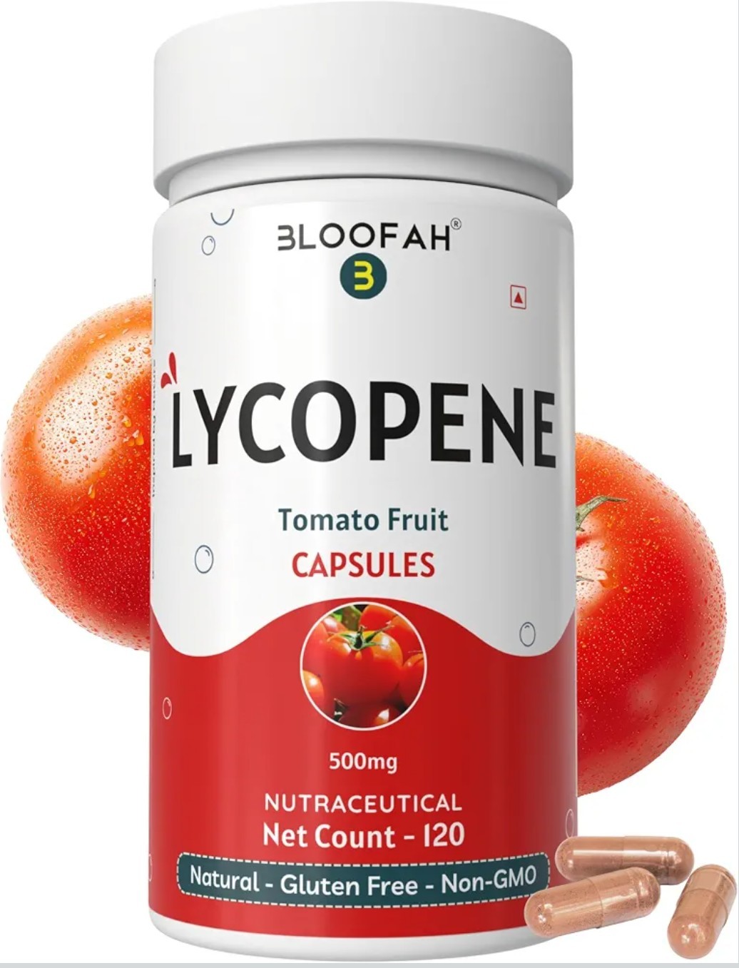 10 x Bloofah Tomato Fruit Capsules (Lycopene) 500mg - 120 Count Natural, Gluten