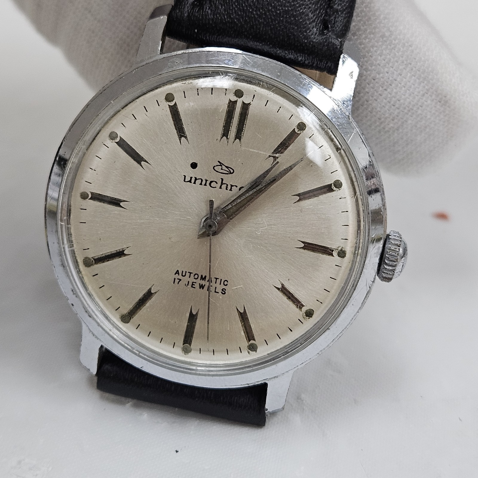 VINTAGE UNICHRON AUTOMATIC MEN\'S WRIST WATCH 17 JEWEL CAL. ST 171 RARE RUNS 
