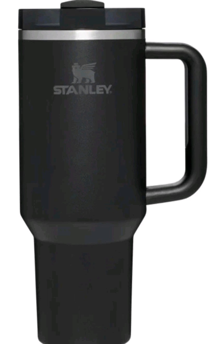NWOT Stanley Quencher H2.0 Tumbler Straw Cup 40oz Black W/Steelers Cap