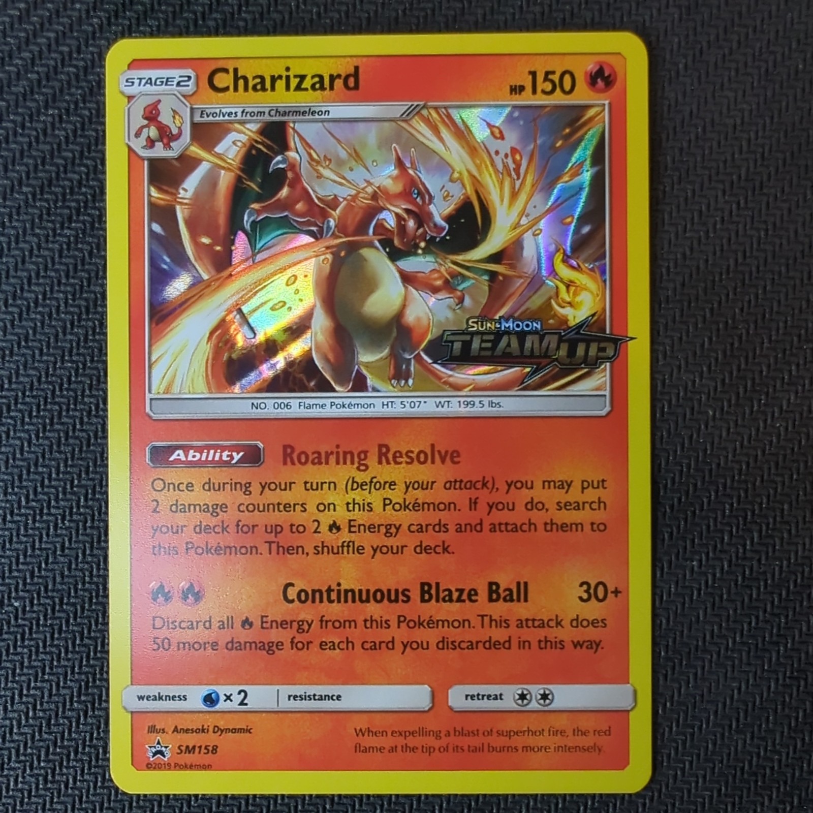 Pokemon 2019 Team-Up Prerelease Charizard Holo Black Star Promo SM158