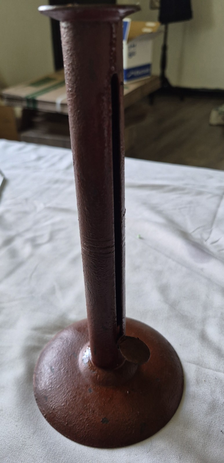 Antique Red Metal Hog Scraper Candle Holder Fully Functional Antique Red Metal Hog Scraper Candle Holder Fully Functional